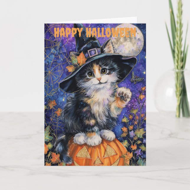 Halloween Abyssinian Cat Helgkort (Framsida)