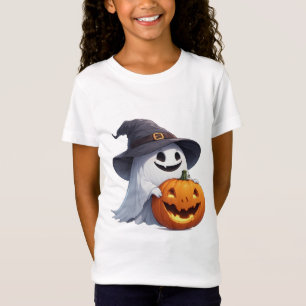 Halloween-Accent med Spökhäxa och Pumpa 🎃 T Shirt