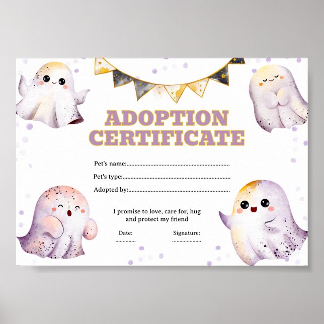 Halloween adoptera ett spökcertifikat poster (Framsidan)