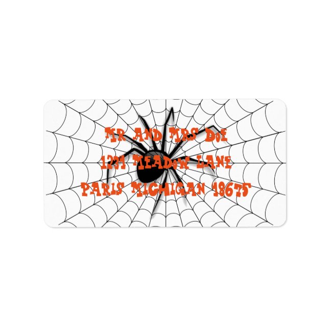 Halloween-Adressetiketter/spider och Webben Adressetikett (Framsidan)