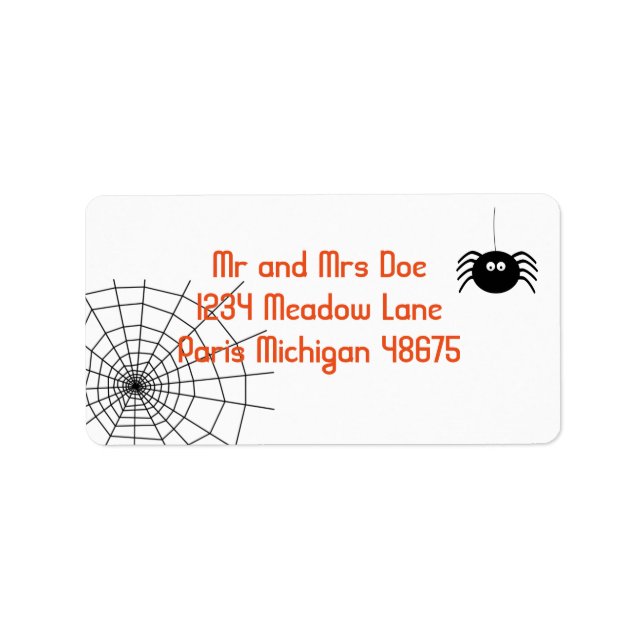 Halloween-Adressetiketter/spider och Webben Adressetikett (Framsidan)