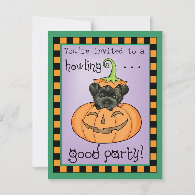 Halloween-affenpinscher-inbjudan Kort (Framsida)