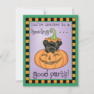 Halloween-affenpinscher-inbjudan Kort