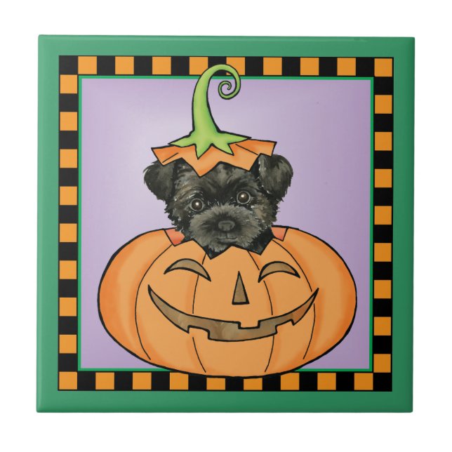 Halloween Affenpinscher Kakelplatta (Framsidan)