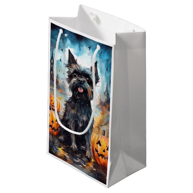 Halloween-affenpinscher med pumpor (Framsidan Vinklad)