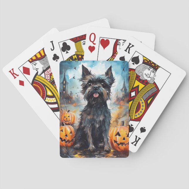 Halloween-affenpinscher med pumpor casinokort (Baksidan)