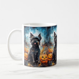 Halloween-affenpinscher med pumpor kaffemugg