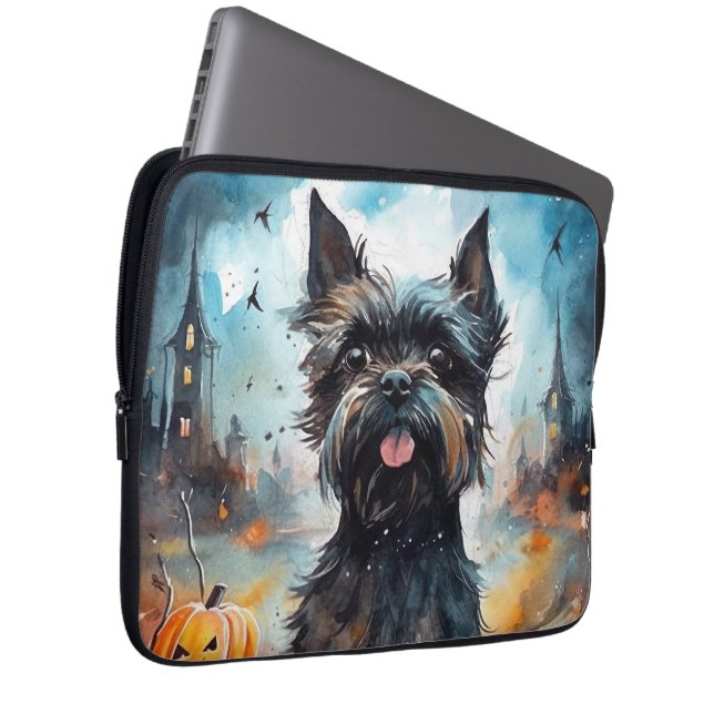 Halloween-affenpinscher med pumpor laptop fodral (Framsidan Höger)