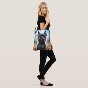 Halloween-affenpinscher med pumpor tygkasse