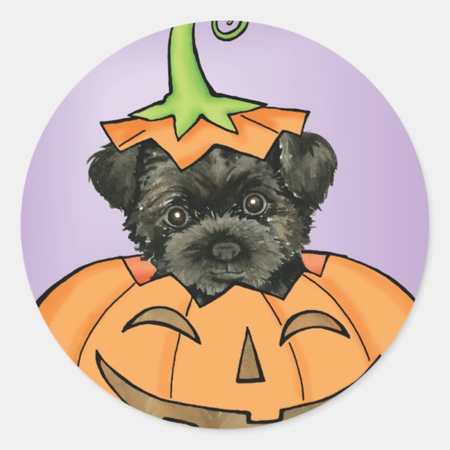 Halloween Affenpinscher Runt Klistermärke (Framsida)
