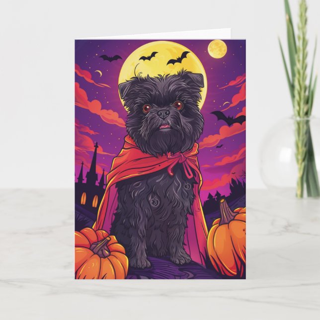Halloween Affenpinscher Vampire Pumpkins Scary Kort (Framsida)