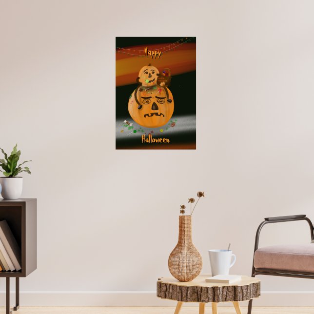 Halloween-affisch med Pumpa Röra Poster (Vardagsrum 3)