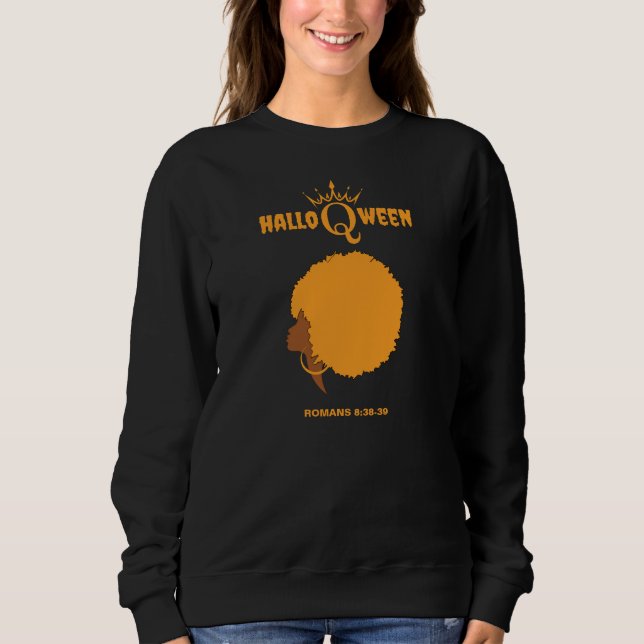 Halloween AFRO QUEEN Christian Bible Verse T Shirt (Framsida)