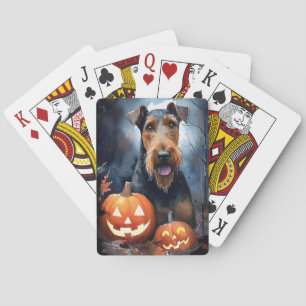 Halloween Airedale med pumpor Casinokort