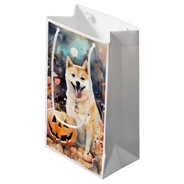 Halloween Akita med pumpor Scary (Framsidan Vinklad)
