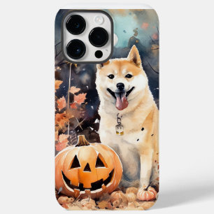 Halloween Akita med pumpor Scary
