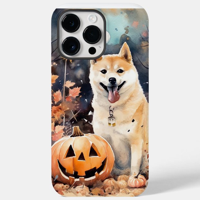 Halloween Akita med pumpor Scary (Baksida)