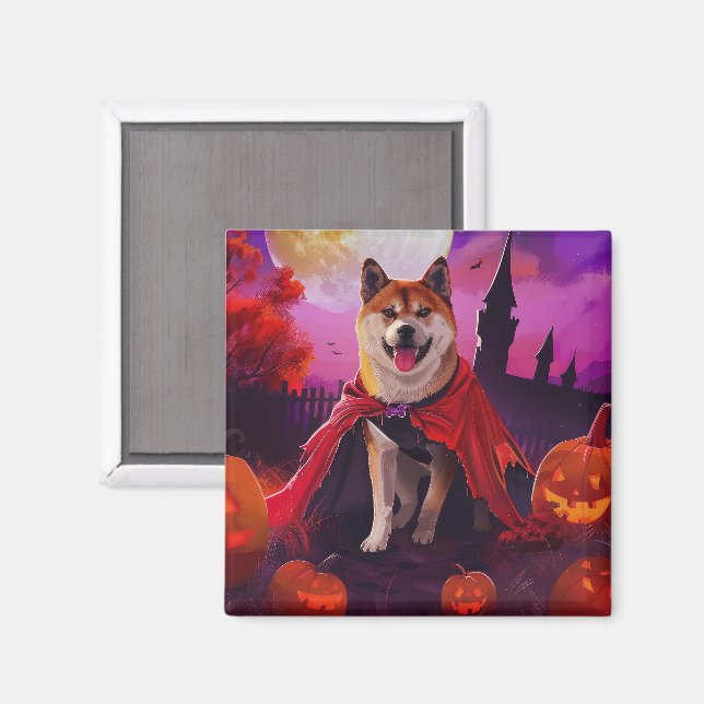 Halloween Akita Vampyr Pumpor Skräck Magnet (Front/Back)
