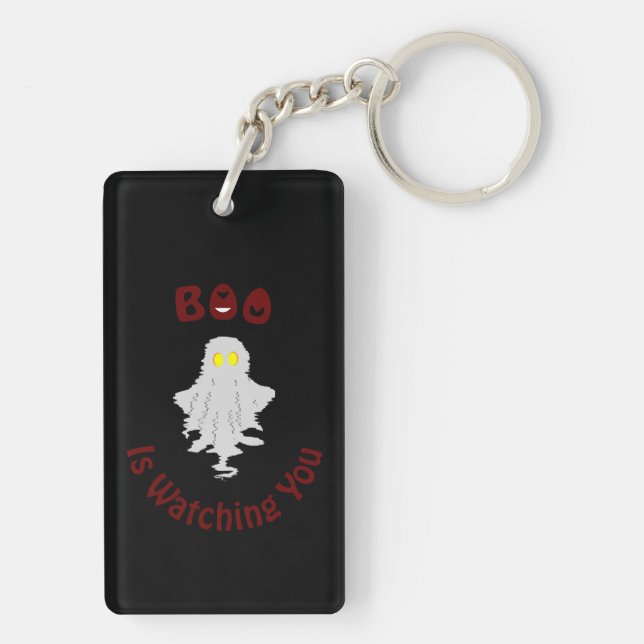 Halloween-akrylisk nyckelkedja | Boo tittar på dig (Baksidan)