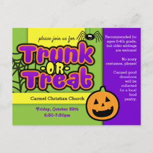 Halloween-aktivitet med Trunk or Treat på postkort Vykort