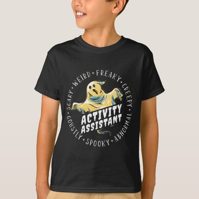 Halloween Aktivitetsassistent T Shirt (Framsida)