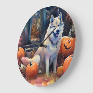 Halloween Alaska Malamute med påssjuka Stor Klocka