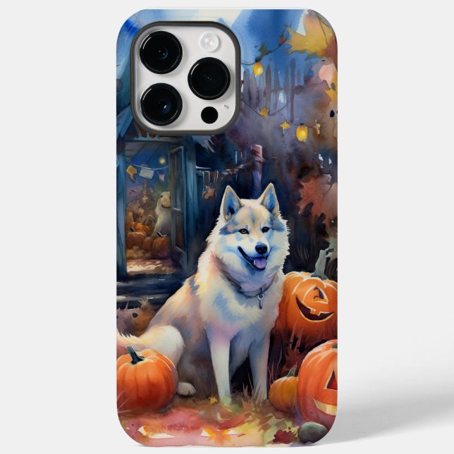 Halloween Alaskan Malamute Med Pumpa Skräckinjagan (Baksida)