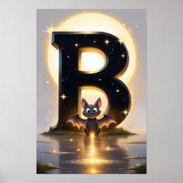 Halloween Alfabetet Barn ABC Bokstav B Poster
