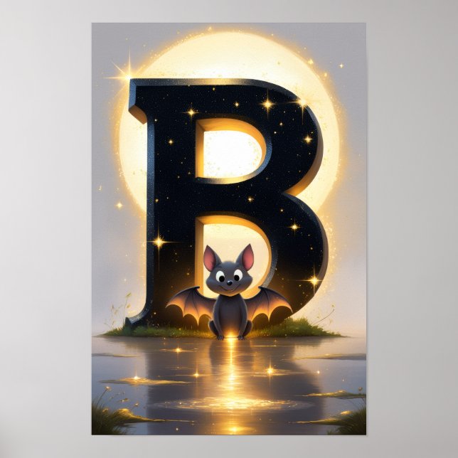 Halloween Alfabetet Barn ABC Bokstav B Poster (Framsidan)