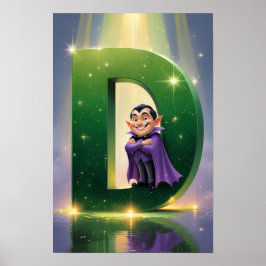 Halloween Alfabetet Barn ABC Bokstav D Poster