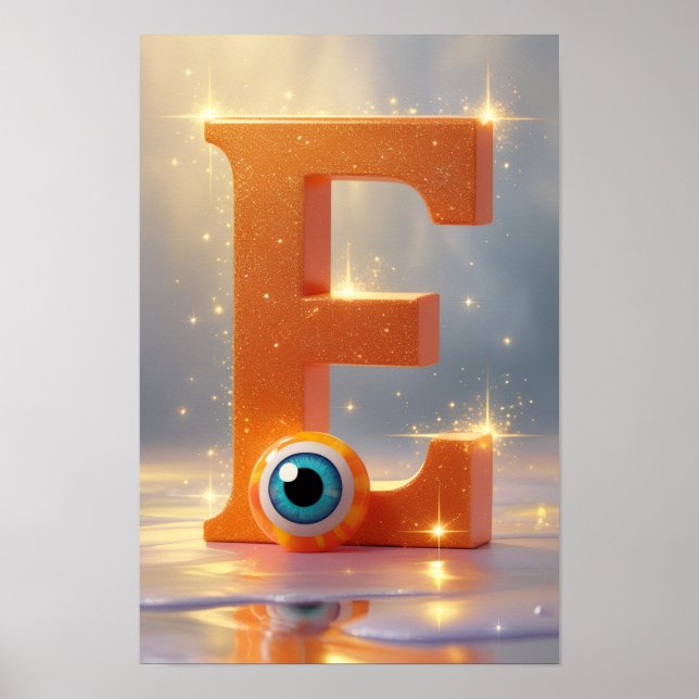 Halloween Alfabetet Barn ABC Bokstav E Poster (Framsidan)