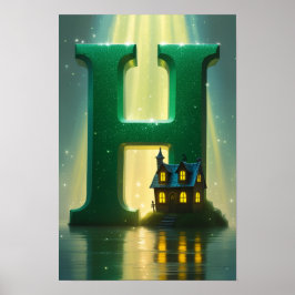 Halloween Alfabetet Barn ABC Bokstav H Poster