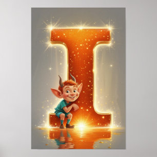 Halloween Alfabetet Barn ABC Bokstav I Poster