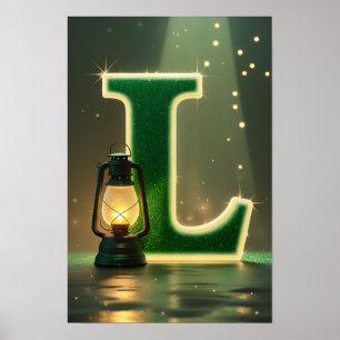 Halloween Alfabetet Barn ABC Bokstav L Poster