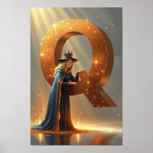 Halloween Alfabetet Barn ABC Bokstav Q Poster