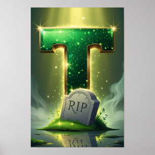 Halloween Alfabetet Barn ABC Bokstav T Poster