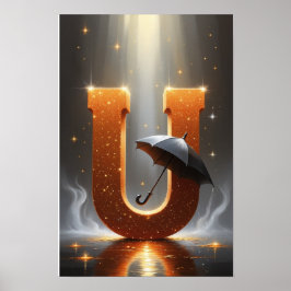 Halloween Alfabetet Barn ABC Bokstav U Poster