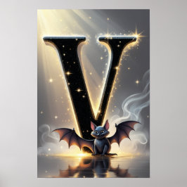 Halloween Alfabetet Barn ABC Bokstav V Poster