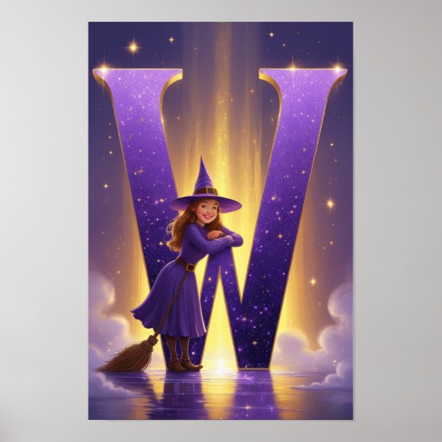 Halloween Alfabetet Barn ABC Bokstav W Poster (Framsidan)