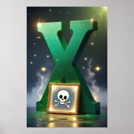 Halloween Alfabetet Barn ABC Bokstav X Poster