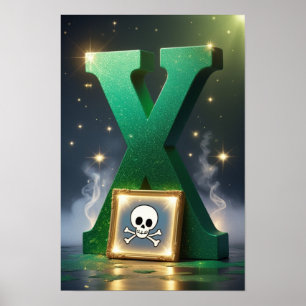 Halloween Alfabetet Barn ABC Bokstav X Poster