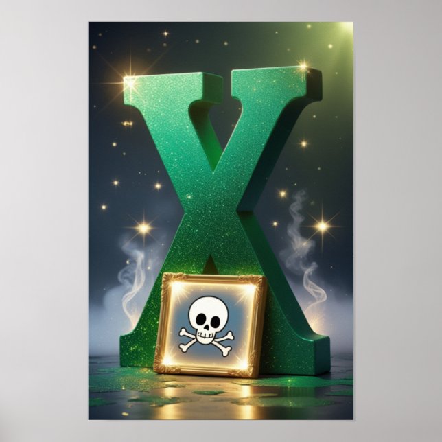 Halloween Alfabetet Barn ABC Bokstav X Poster (Framsidan)