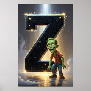 Halloween Alfabetet Barn ABC Bokstav Z Poster