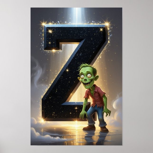 Halloween Alfabetet Barn ABC Bokstav Z Poster (Framsidan)