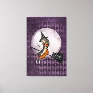 Halloween Alice i Wonderland Cheshire Cat Måne Canvastryck