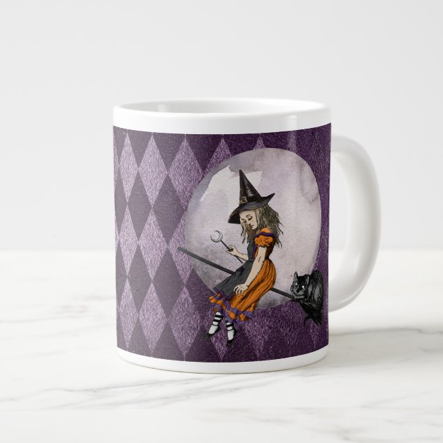 Halloween Alice i Wonderland Cheshire Cat Måne Jumbo Mugg (Framsida höger)