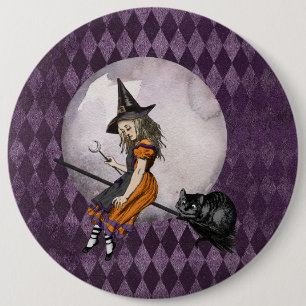 Halloween Alice i Wonderland Cheshire Cat Måne Knapp