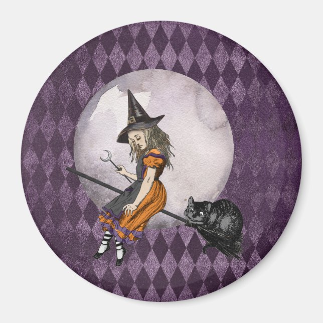 Halloween Alice i Wonderland Cheshire Cat Måne Magnet (Framsidan)