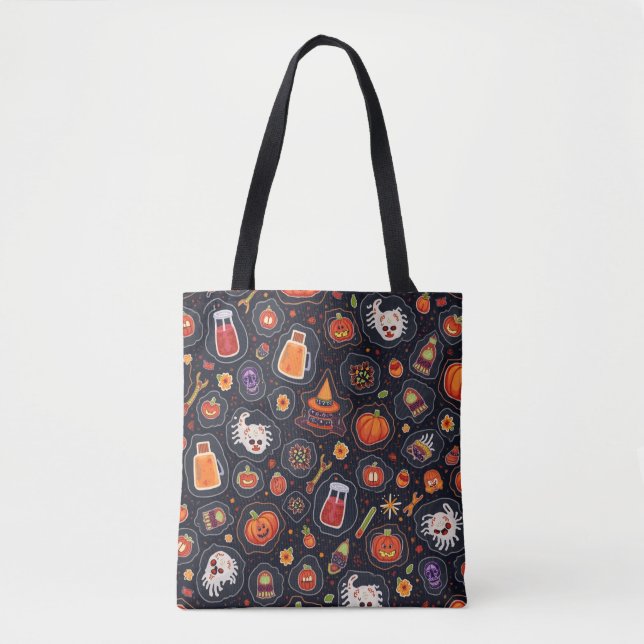 Halloween All-over-Print Tote Bag, medel Tygkasse (Framsida)