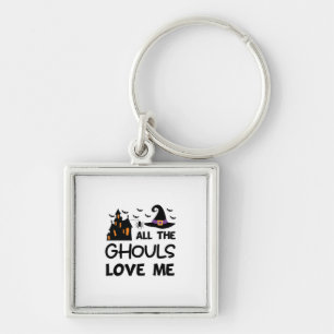Halloween alla Ghouls Kärlek Me Birthday Fyrkantig Silverfärgad Nyckelring